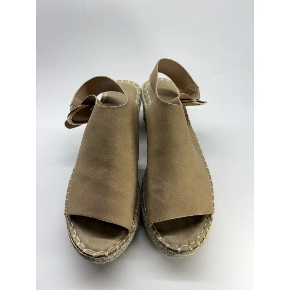 Catherine‎ Malandrino Cirkly Espadrille Wedge Sandals Tan Women's 9 Ankle Strap